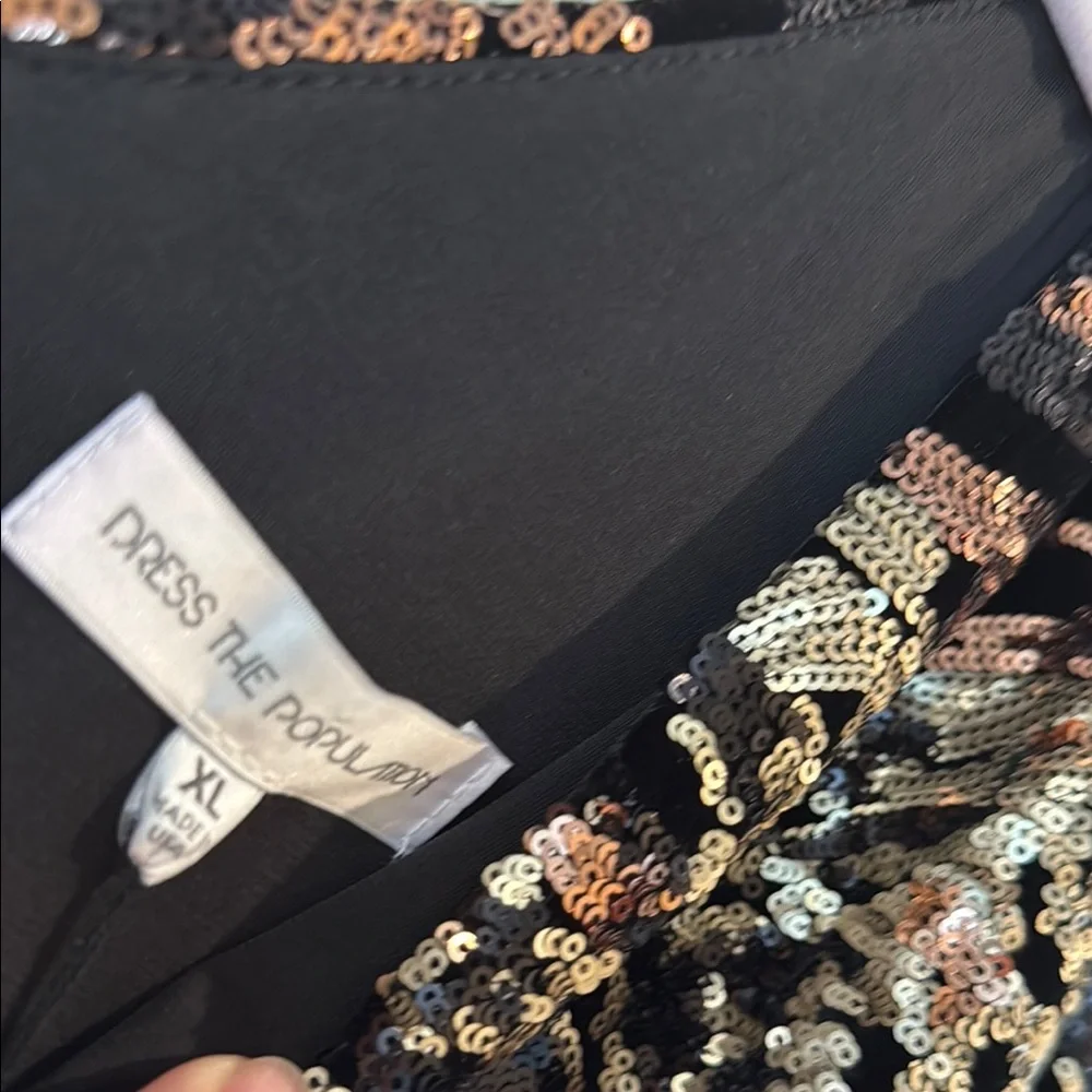 Dress the Population Black Sequin Midi Dress with Gold & Bronze Accents - Picture 4 of 9